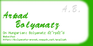 arpad bolyanatz business card